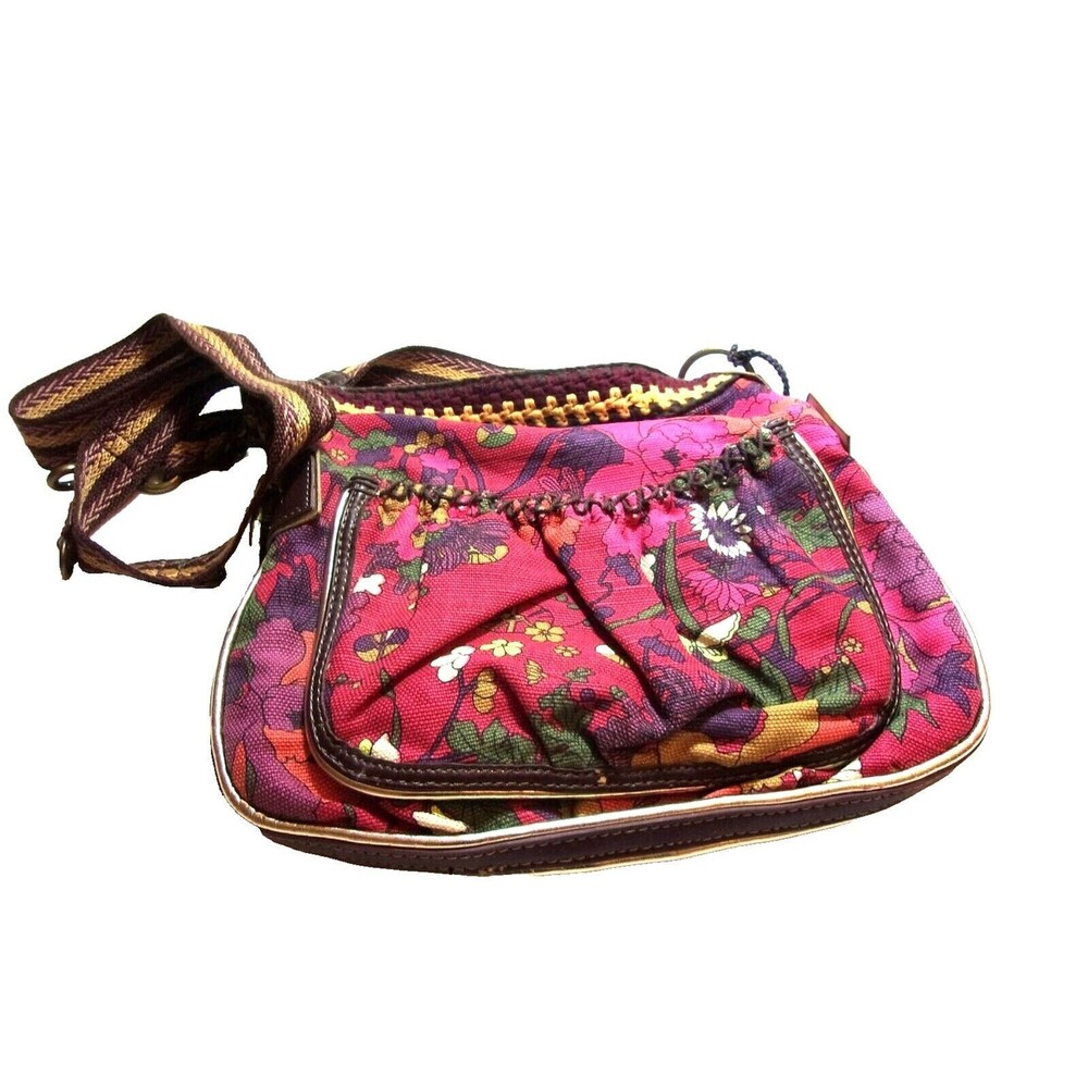 Sakroots Crossbody Bag Floral Canvas Fabric Adjustable Strap Boho Lightweight